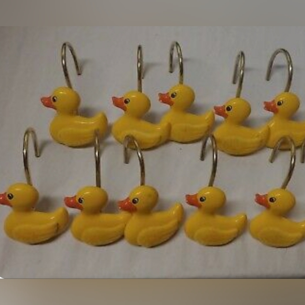Shower Curtain Hooks Baby Ducks Yellow /orange Set Of 10